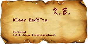 Kleer Beáta névjegykártya